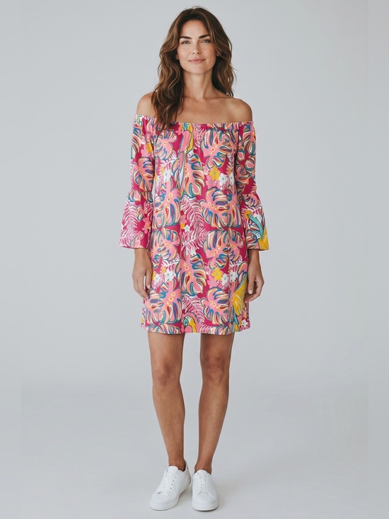 Simply Southern Dresses & Skirts - Simply Southern Off Shoulder Mini Dress // Pink Multi // Medium